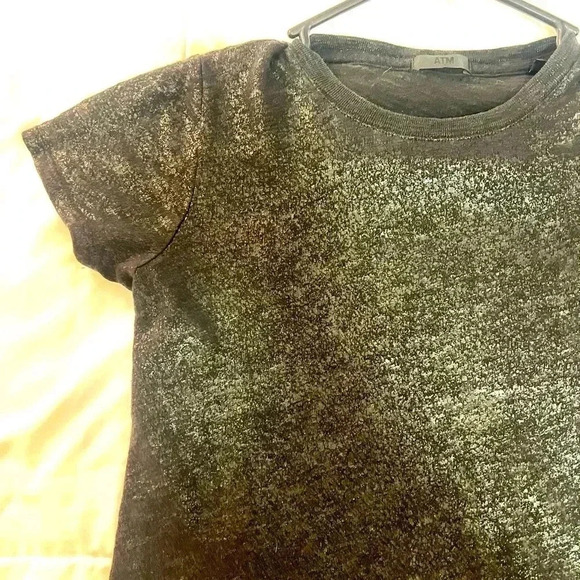 ATM Black Metallic Foil Short Sleeve Crew Neck Tee - Picture 2 of 7
